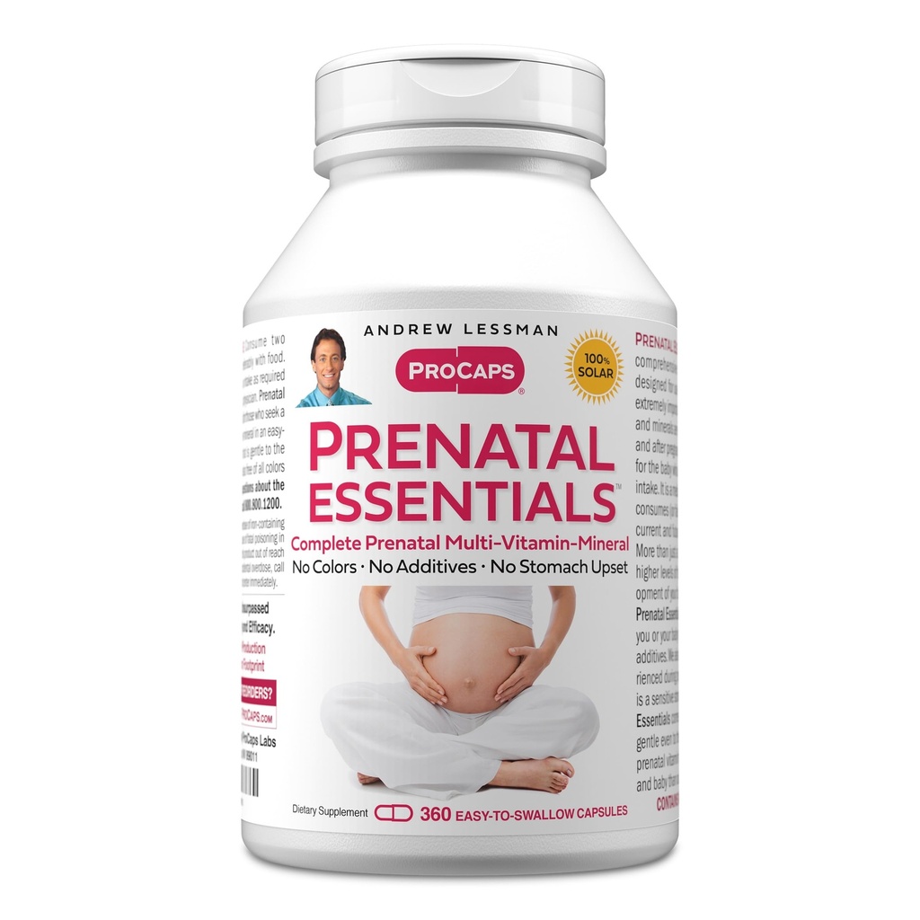 ANDREW LESSMAN Prenatal Essentials 360 kapselia - Täydelliset prenataaliset vitamiinit naisille, ei lisäaineita Prenataalinen monivitamiini, ravintoaineet naisille prenataalinen, postnataalinen metyylifolaatti Prenataali ja rauta