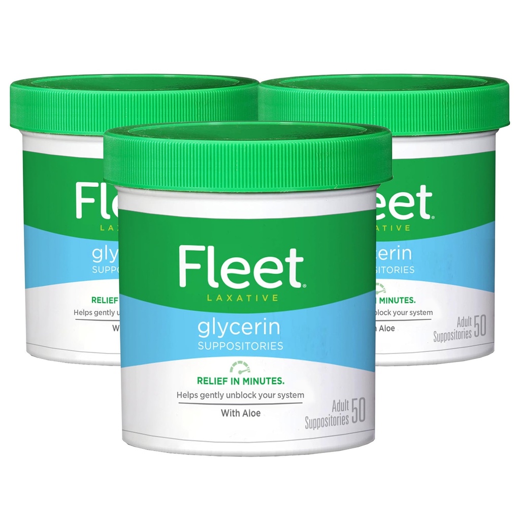 Fleet Laxative Glycerin Suppositories för vuxen förstoppning, 50 greve, 3 Pack