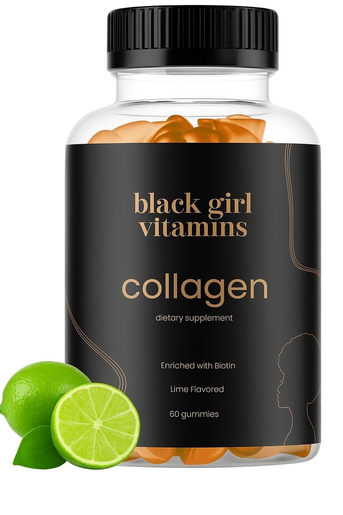 Black Girl Vitamiinit - Kollageeni Gummies hiukset, iho, ja kynsien tuki, C-vitamiini, E-vitamiini, ja Biotiini, Gluteeniton, (Sitruuna), 60ct