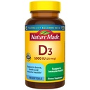 Nature Made D3-vitamiini 1000 IU (25 mikrog), D-vitamiinilisä luun, hampaiden, lihasten ja immuuniterveyden tuki, 100 Softgels, 100 päivän tarjonta