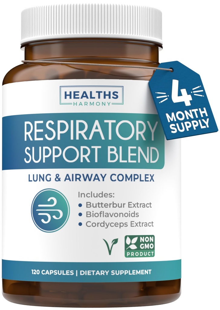 Respiratory Lung Health Supplement - Stärkande Lung Support Supplement hjälper till att stödja Clear Airways Mucus Removal och Seasonal eller Year Round Detox - Vegan Herbal Non-GMO Formel (4 månader Supply)