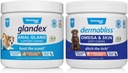 DEVTIQUE Dermabliss Omega & Skin Supplement Chews for Dogs (60ct) & Glandex Anal Gland Tuki Peanut Butter Soft Chews for Dogs (60ct) Bundle
