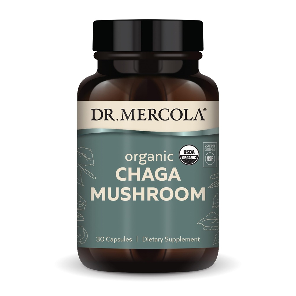 Dr. Mercola Organic Chaga Mushroom, 30 tarjoilua (30 tablettia), ravintolisä, tukee tervettä immuunitoimintaa, ei-GMO, Certified USDA Organic, NSF Sisältö Sertifioitu