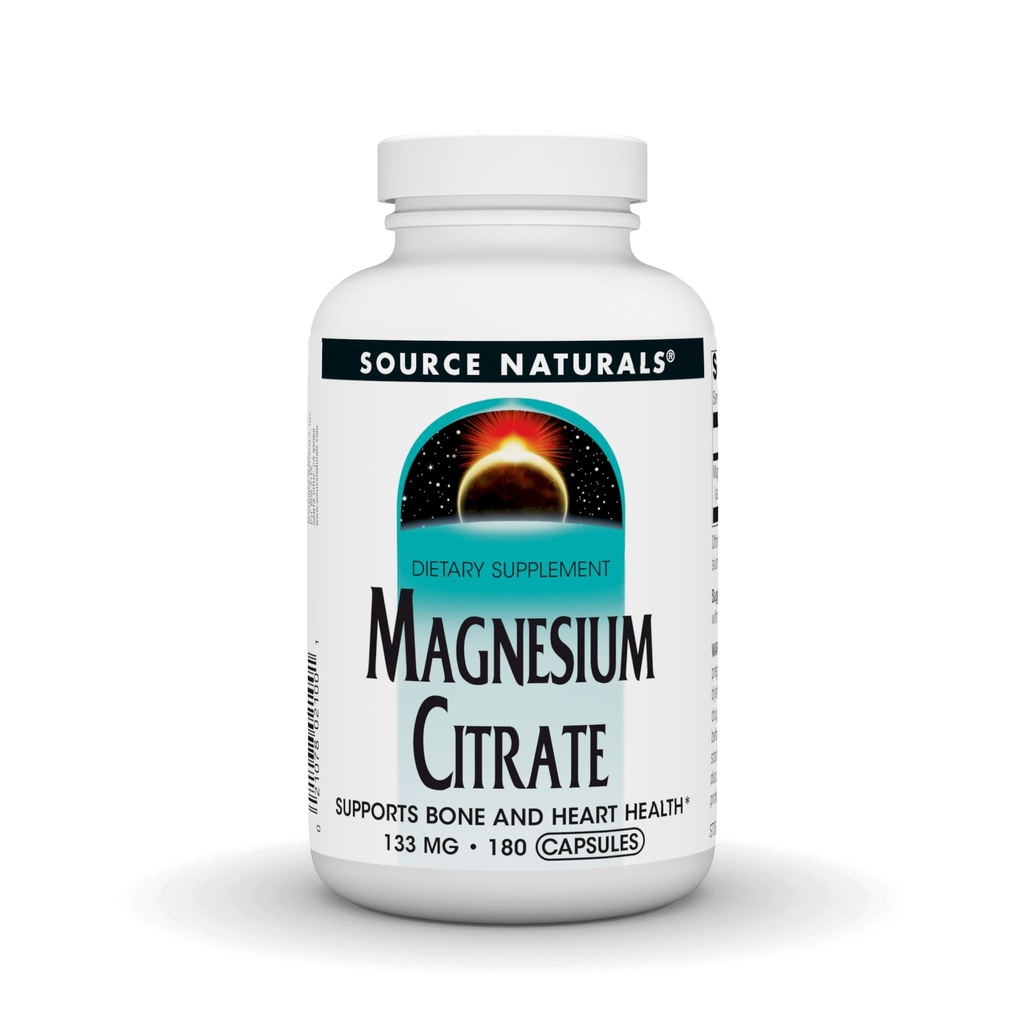 Lähde Naturals Magnesiumsitraatti, joka tukee luu- ja sydänterveyttä* 133 mg - 180 kapselia