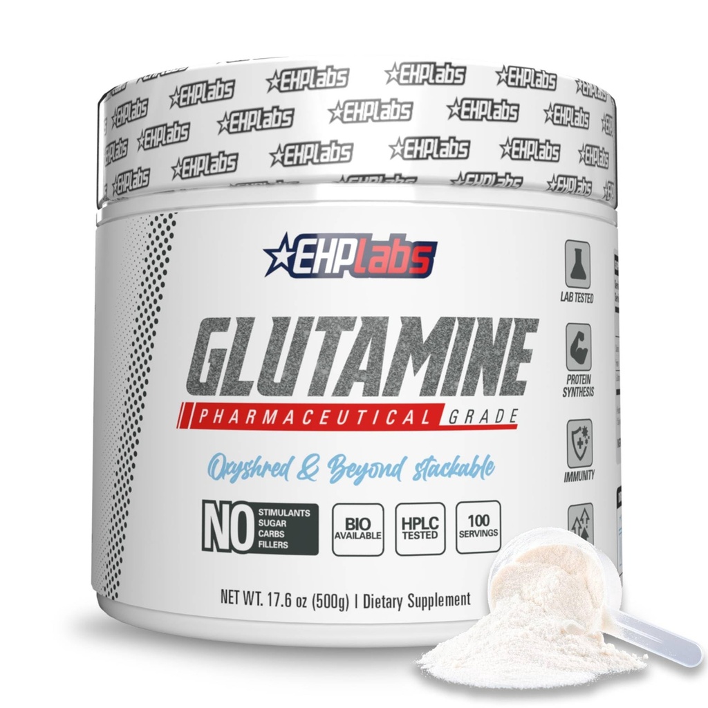 EHP Labs L Glutamiini Powder Aminohapot - L-glutamiini, harjoittelu Recovery, Immuno Health & Gut Health Support (500g) - 100 tarjoilua