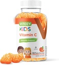 Vitey Kids C-vitamiini Gummies - Immuuni tuki lapsille, pikkulapsille, & Teini - Vegaani, Liivate, Gluteeniton, GMO-vapaa - Tasty Chewable Orange Maukas Immuniteetti Gummy
