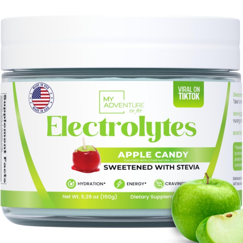Zero Sokeri - Apple Candy Electrolytes Powder - Virkistävä Hydraation - Kofeiiniton energia kaikki luonnolliset ainesosat - Vegaani, Keto, ja Paleo - Sokerittomia Electrolyyttejä Drink Mix - 30 tarjoilua