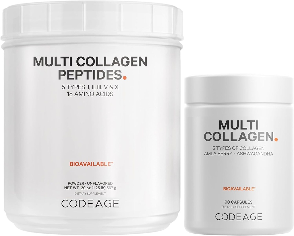 Koodage Multi Collagen Protein Capsules & Multi Collagen Protein Powder Bundle 