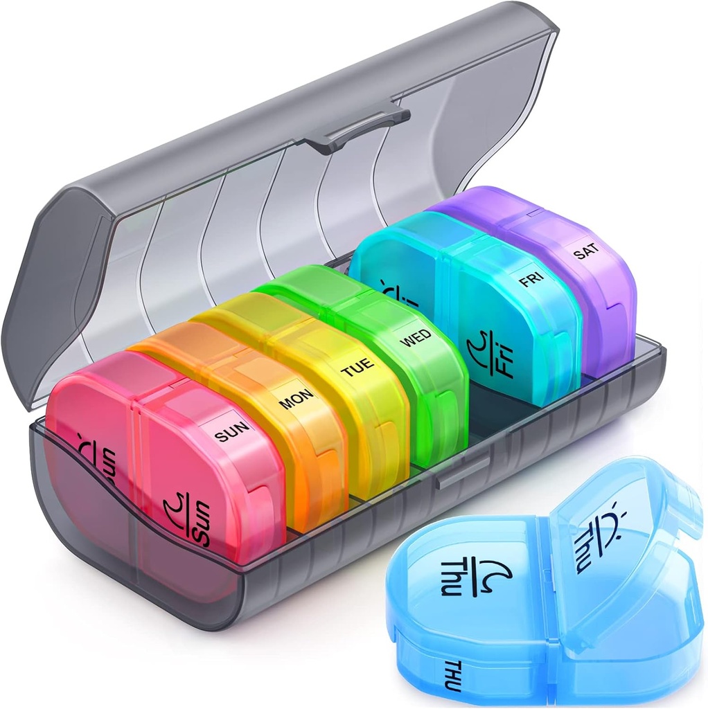 Weekly Pill Organizer 2 gånger om dagen, ZIKEE AM PM Pill Box med 7 Detachable Pill Case, BPA-Free & Portable 7 Day Pill Organizer med stor lagring för att hålla medicinering, vitaminer och fiskoljor