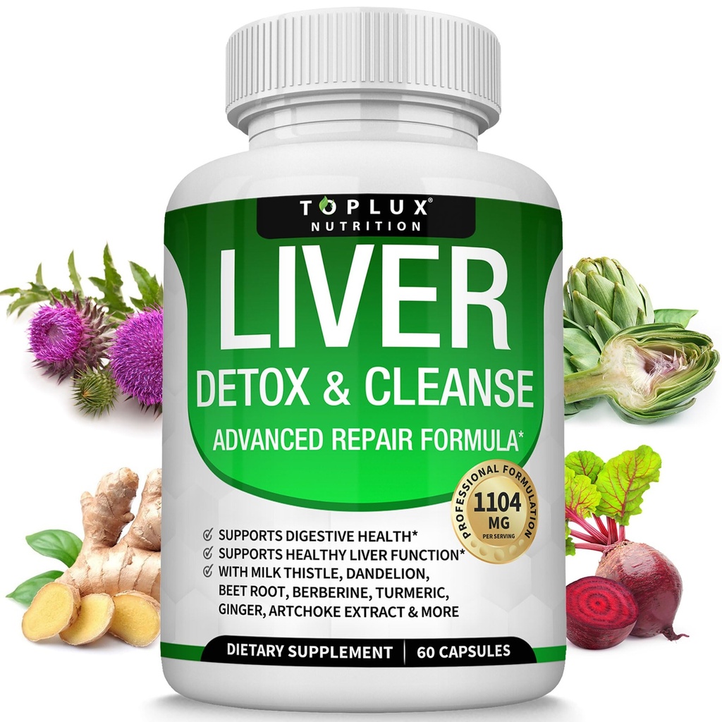 Liver Cleanse Detox & Repair Formula Liver Detox Supplement - Milk Thistle med Dandelion, Artichoke, Turmeric, Beet Root, Turmeric & More för Natural Fast Herbal Cleansing Non-gmo Vegan 60 Capsules