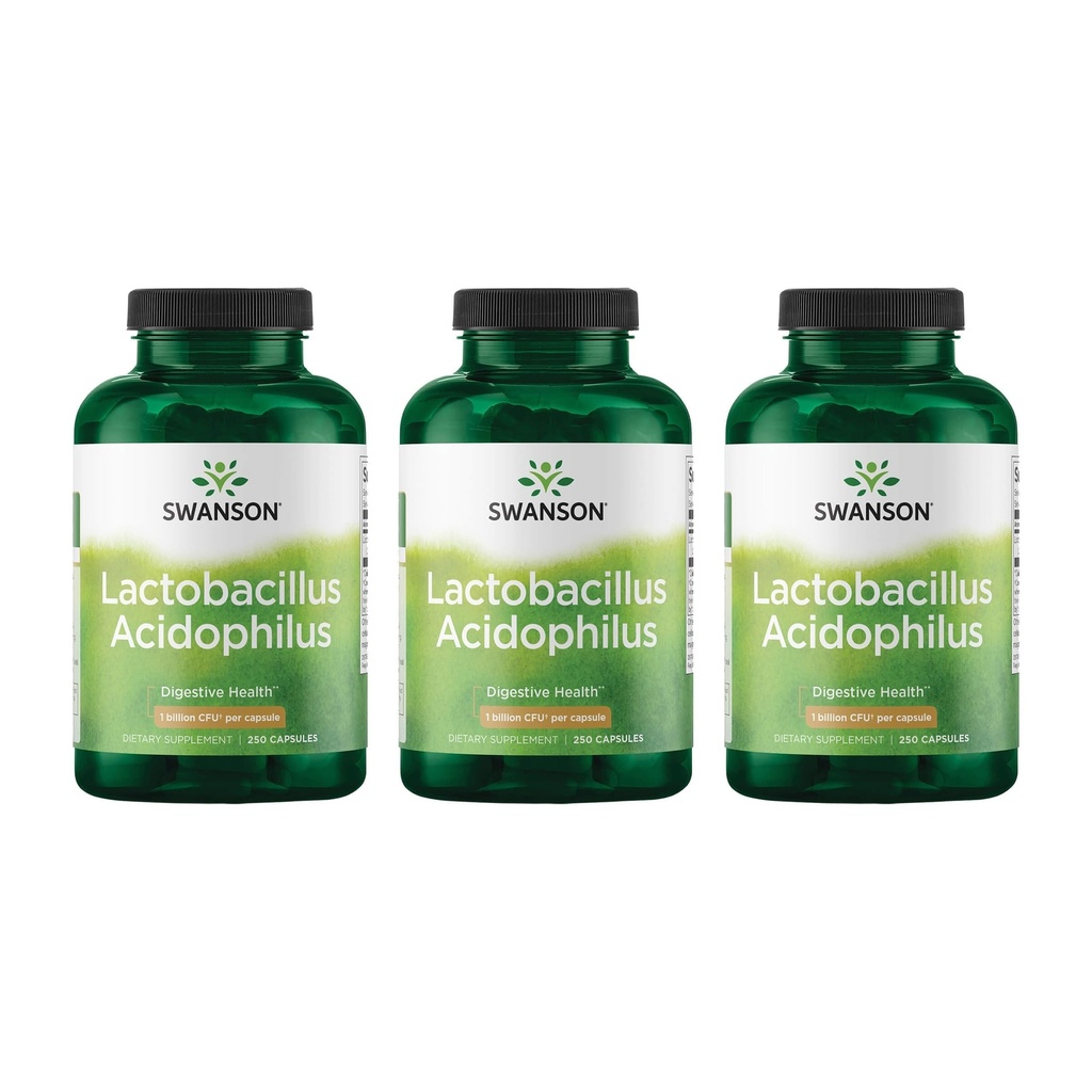 Swanson Lactobacillus Acidophilus - Probiotic Supplement Supporting Digestive Health with 1 miljardia PMY per kapseli - Promotes Bowel and GI Tract Health - (250 kapselia) 3 pakkaus