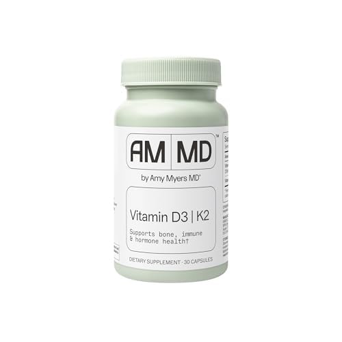 Amy Myers MD Vitamin D3/K2 10 000 IU-kapslar - Daglig vitamintillskott för ben, immun och hormonhälsa - Hälsosam Mindset & Relaxation Aid - 30 kapslar