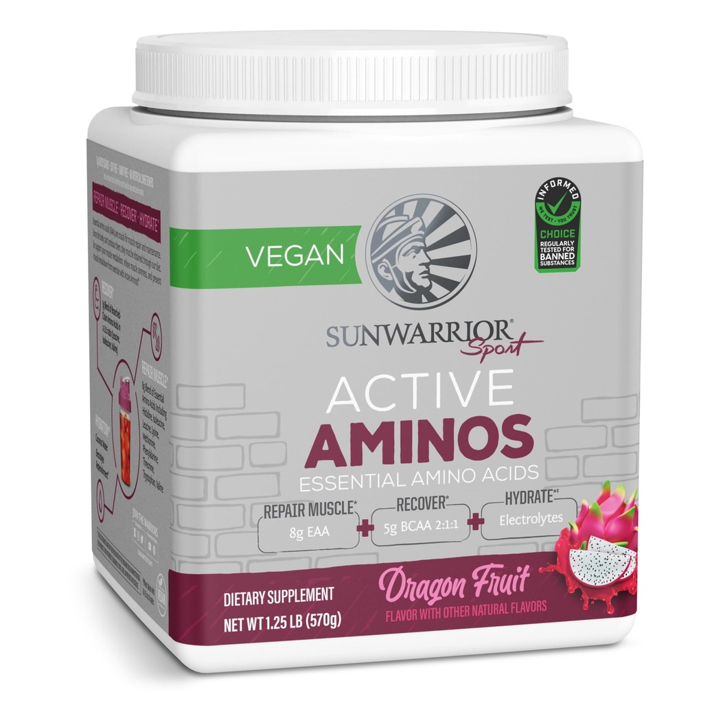 Sunwarrior Amino Acids Amino Energy Powder Essential Amino Acids EAA | Muscle Repair Hydration & Recovery | Främja Wellness Strength & Endurance | Dragon Fruit Flavor | 30 Servings | Aktiva Aminos