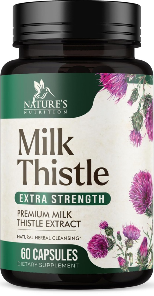 Milk Thistle Extract 1000mg - Maksan Cleanse Detox & Korjaus Formula voikukkauute - Kasviperäisiä Liver Supplement - Nature Milk Thistle w/Silymarin Marianum, tukee maksan terveys - 60 kapselia