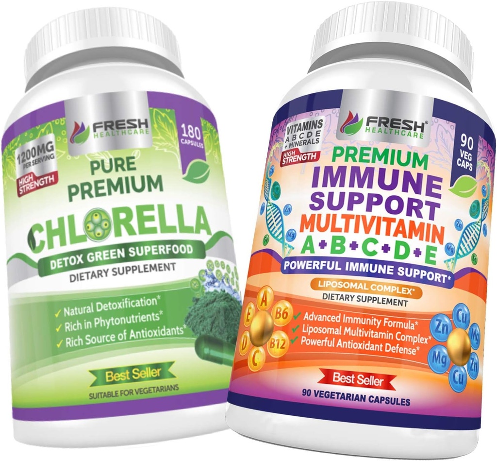 TUOREET TERVEYDENHUOLTO Klorella ja Immuunin tuki Multivitamiini - Bundle