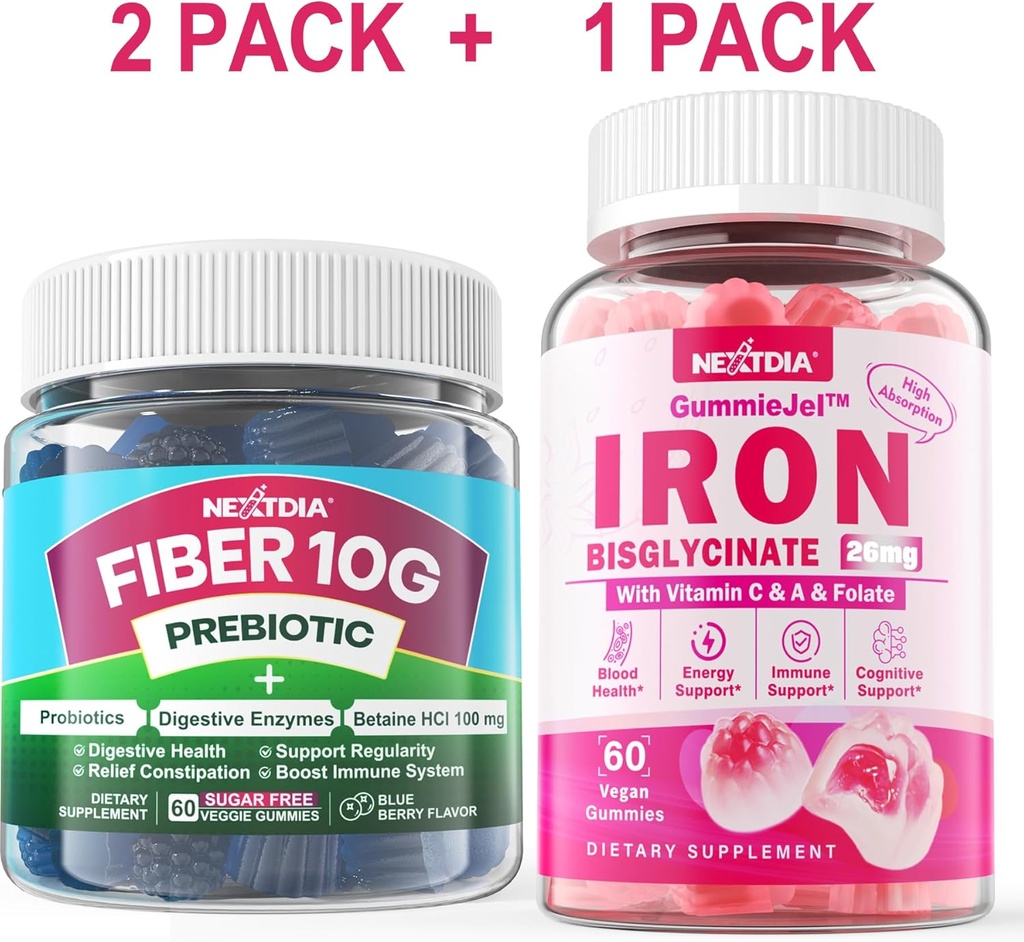 Fiber Gummies för vuxna + Järnfyllda Gummies