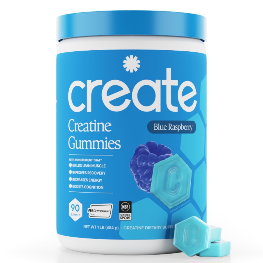 Luo Creatiini Monohydraatti Gummies miesten ja naisten, Boost Focus, vahvuus ja kestävyyttä, anti-Melting Formula, Vegan, Gluteeniton, ei-GMO, 1,5 g Creatiini per Gummy (Blue Raspberry, 90 ct)