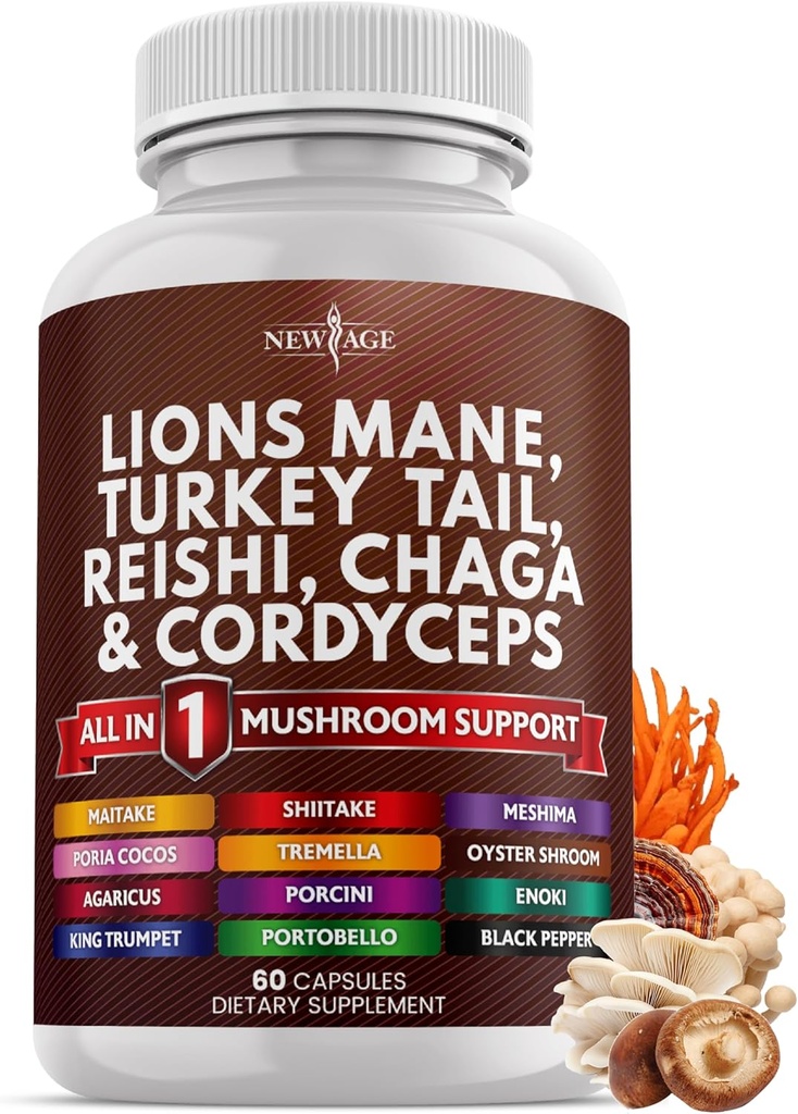 NEW AGE Lions Mane Sieni täydentää Turkin häntä Reishi Cordyceps Chaga vaahtokarkki juuri