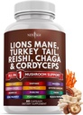 NEW AGE Lions Mane Sieni täydentää Turkin häntä Reishi Cordyceps Chaga vaahtokarkki juuri