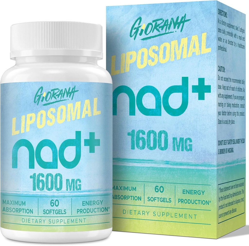 1600 MG Liposomal NAD+ Supplement, NAD+ Boosting Superior Absorption, B3-vitamiini vanhenemiseen puolustus, pitkäikäisyys, energia, korjaus, ei- GMO, 60 Softgels