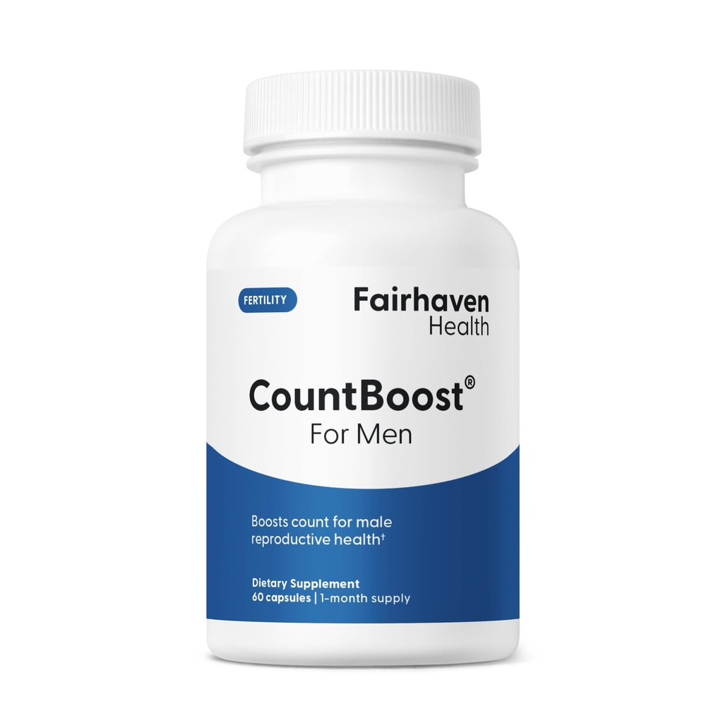 Fairhaven Health CountBoost för män Optimal Count och Volume Male Fertility Supplement - Pre-Conception Nutrition för honom - med Ashwagandha, Vitamin C och CoQ10-60 kapslar