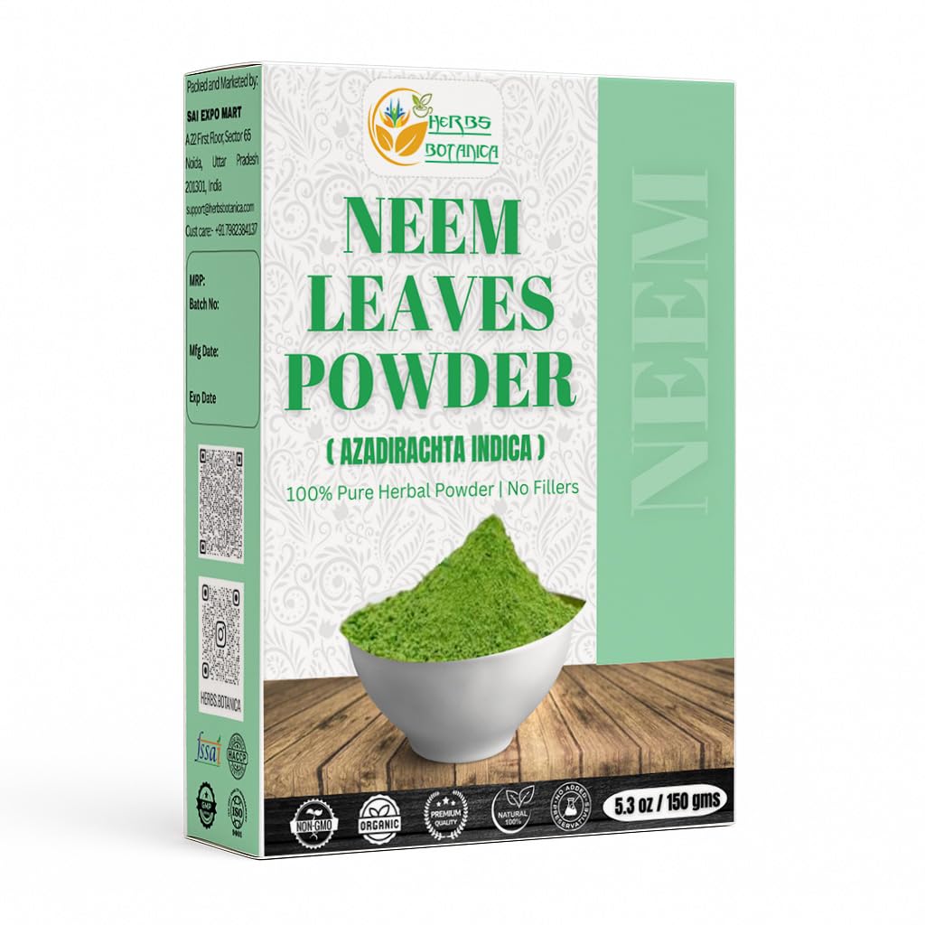 Yrtit Botanica Neem Powder for hiukset kasvu, ihonhoito & Detox Wildcrafted Bitter Neem Leaves Powder for Immunomy System Support, Dgestive Health 5.3 oz