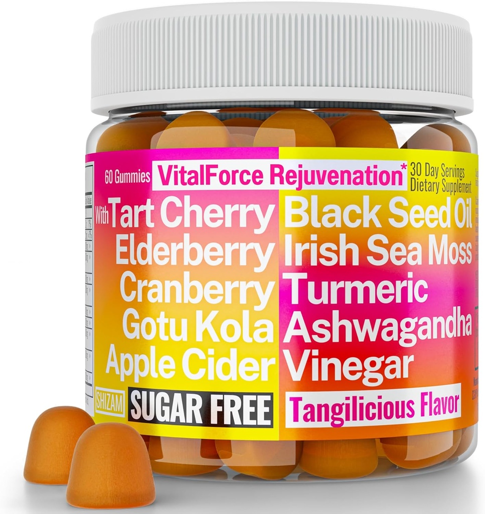 Gotu Kola Musta siemenöljy Apple Siideri Viinietikka Irlantilainen Seamoss Karpalo Ashwagandha Tart Kirsikkakurkuma Elderberry Gummies