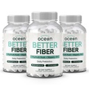 Organics Ocean Better Fiber - Päivittäinen kuitu täydentää - Pehmennä Jakkara vaivaamaton Bowel liikkeet - Psyllium Hulk ja liukas jalava - 3 pullot