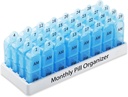 Daviky Monthly Pill Organizer 2 gånger om dagen, 30 Day Pill Box AM PM med separat behållare, en månadsmedicin fall två gånger om dagen för att hålla vitaminer, kosttillskott och medicinering (Blå)