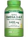 Naturens Sanning Triple Omega 3 6 9 | 3600mg | 200 Softgels | Fisk, Flax och Borage Oils | Icke-GMO & Gluten Fri Supplement