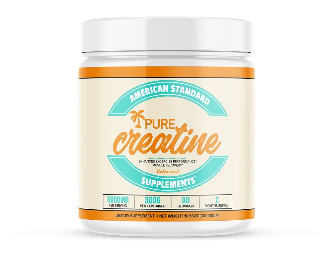 American Standard Supplements Pure Creatiini Monohydraatti Micronized Powder - Micronized Creatiini Monohydraatti Powder - Mautonta - 5000mg per tarjoilu - 60 Tarjoilua (300g)