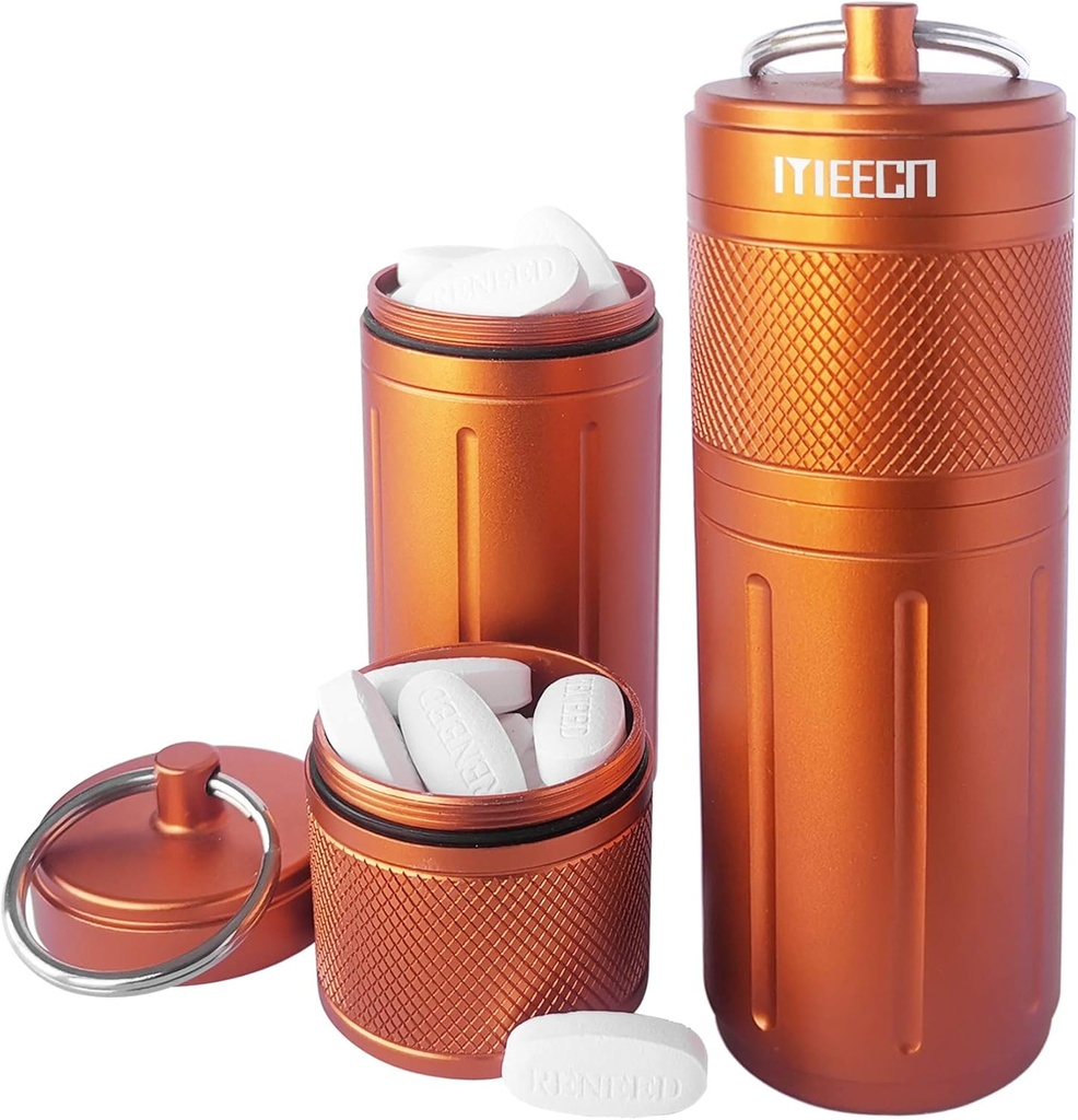 Two-Layer pilleri Organizer, vedenpitävä pilleri säiliö, pilleri haltija voi tallentaa pillereitä mitään Kokoja, vitamiineja, Turskan maksaöljy, lisäravinteet ja lääkkeet, Rv tuotteet, Koko:1.6 x 1.6 x 4,4 in(Orange)