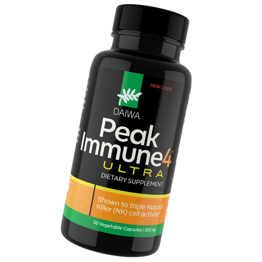 Daiwa PeakImmune4 Natural Immune Support Supplement med RBAC Rice Bran och Mycelia Extract från Shiitake Mushrooms - Ultra Strength