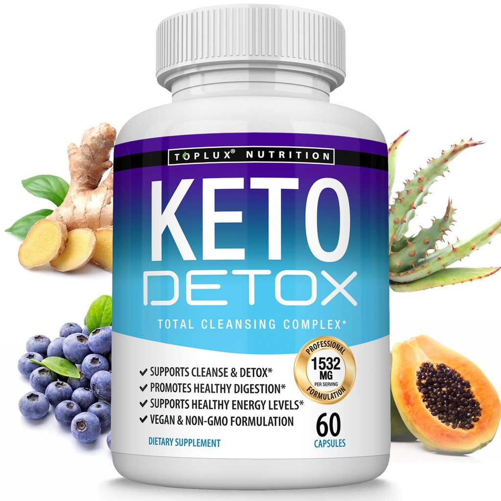 Toplux Keto Detox Pills Advanced Cleansing Extract - 1532 Mg Natural Acai Colon Cleanser Formel, Flush Toxins & Excess Waste, för Män Kvinnor, 60 kapslar, Supplement