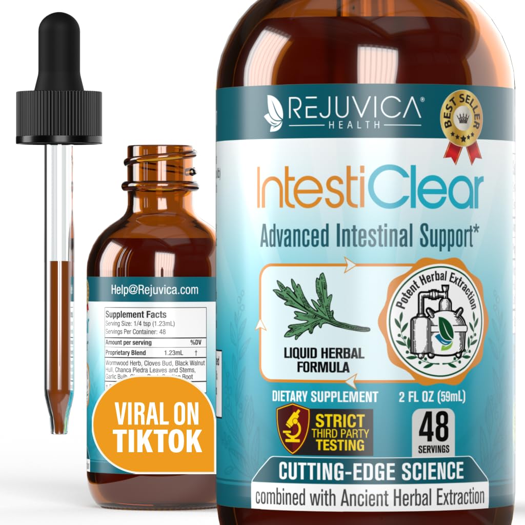IntestiniClear - Advanced intestinal Support Supplement - Nesteen toimitus parempaan imeytymiseen - Wormwood, Mausteneilikka, Black Walnut, Valkosipuli & enemmän!