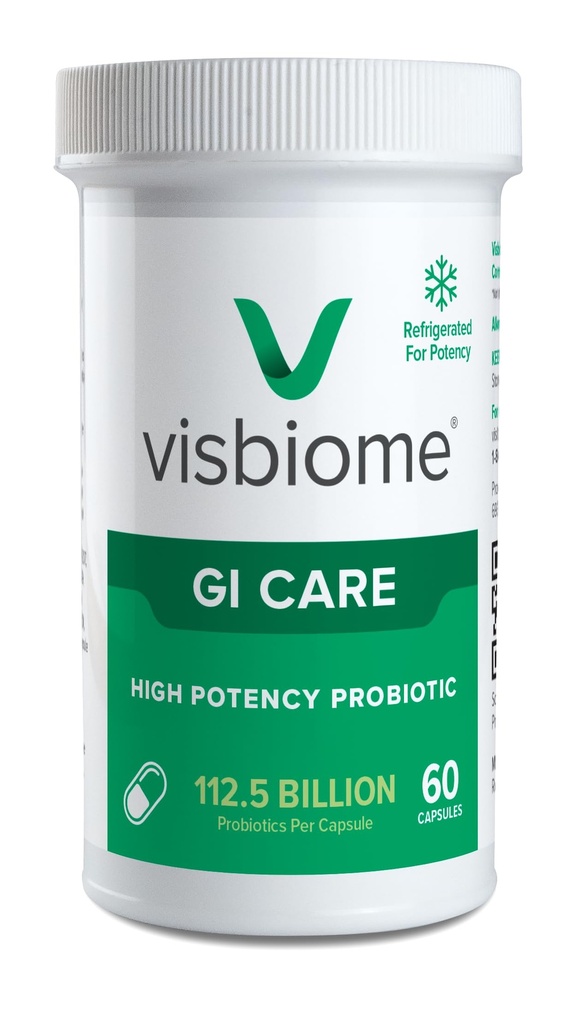 Visbiome® GI Care - High Potency Probiootti - 112,5 miljardia PMY Live Probiootit, Original De Simone Formulation, Made in USA, 60 kapselia.