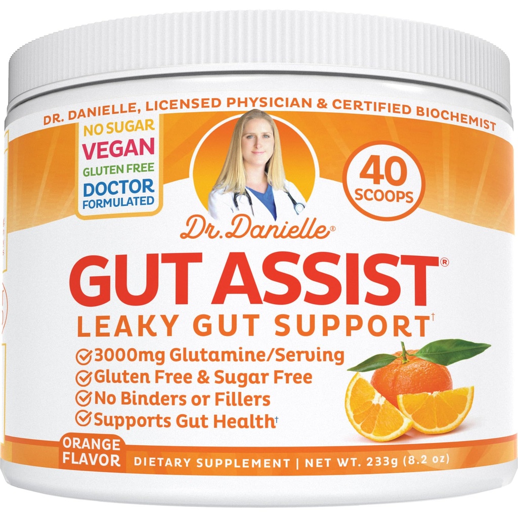 Vuotava Gut Support Powder L-Glutamiini Gut Lining Formula . Gut Assist by Dr. Danielle, Orange Flavor