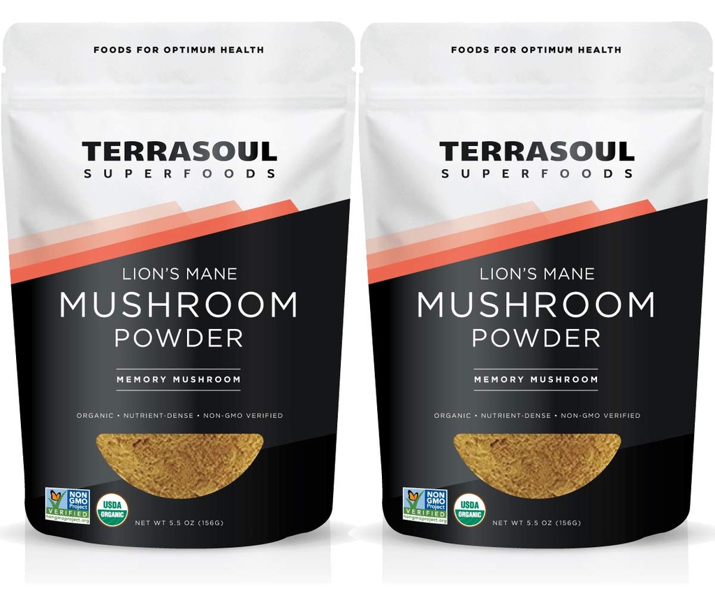 Terrasuul Superfoods Organic Lion's Mane Mushroom Powder (4:1 uute), 11 Ounces