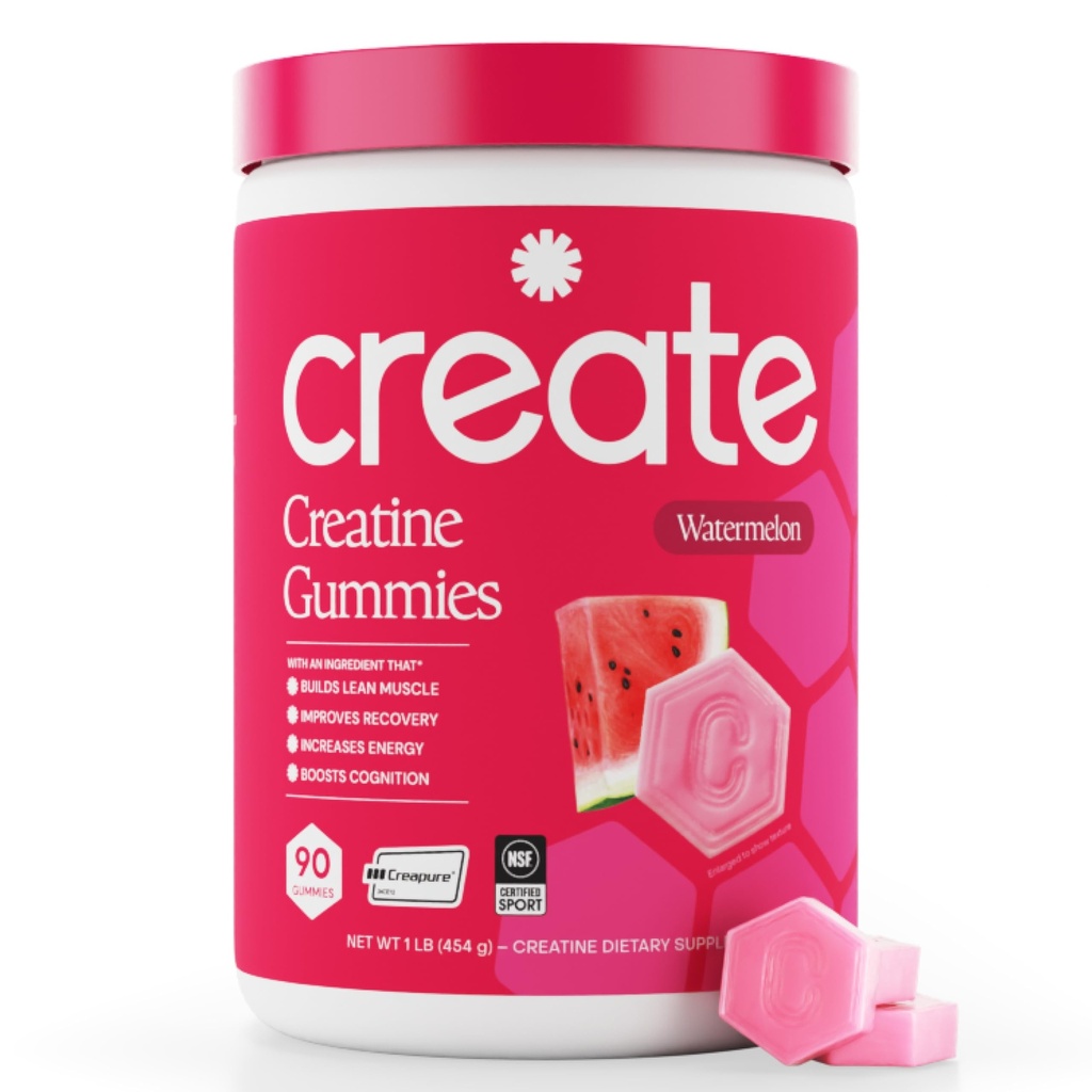 Luo Creatiini Monohydraatti Gummies for Men & Women - Boost Focus, Strength, and Endurance, Anti-Melting Formula, Vegan, Gluteenittomat, ei-GMO, 1,5 Gram Creatiini per Gummy (Watermelon, 90 t)