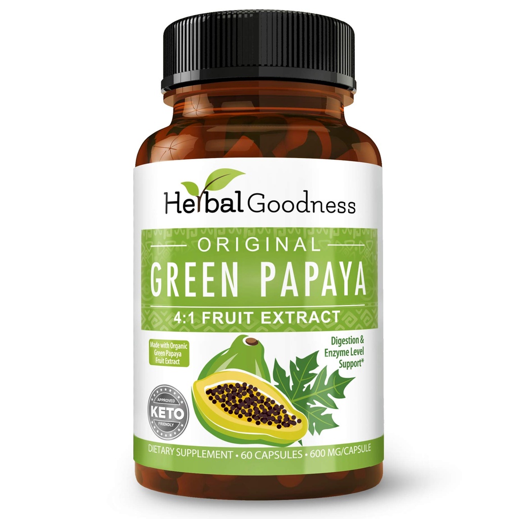 Green Papaya Fruit Extract kapselit - Organic Papaya Enzymes prebiootit ja probiootit Dgestive Health - Super digestiivinen Enzymes, Immuuni tuki - 60 kapselia, valmistettu Yhdysvalloissa