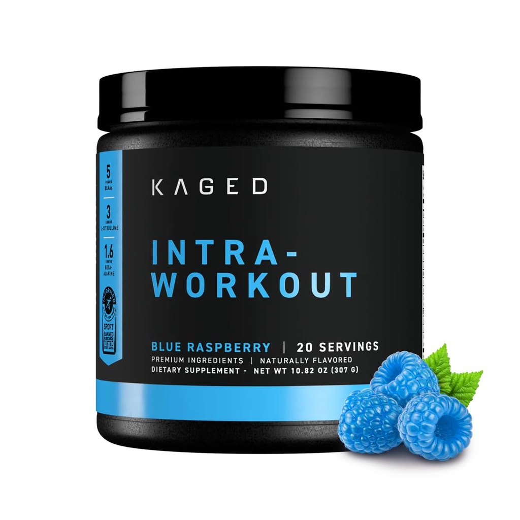 Kaged Intra-Workout Powder In-Kaged BCAAs, L-Citrulline & Beta-Alanine for Endurance 124mg Organic PurCaf Comforeine Coconut Water Powder 20 Tarjoukset Sininen Vadelma