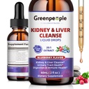 GREENPEOPLE Munuaisten puhdistus Detox & korjaus - 27-In-1 Munuaisten ja maksan tihkurat 20:1 Karpalouute & Chanca Piedra, alkoholiton lisä virtsatie- ja maksatuki (2 Oz 1 pakkaus, mustikka)