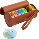 FGcase Weekly Pill Organizer 2 Times a Day Large 7 Day Rainbow Pill Box med Brown PU Leather Case Portable Travel Medication Container AM PM Pill Box för vitaminer, fiskoljor, medicin, tillägg