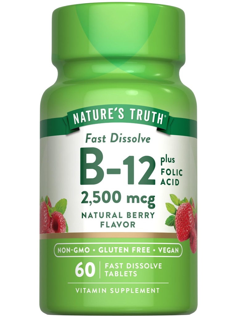 Nature's Truth B12 Vitamiini ... 60 Nopeasti liuotettavat tabletit... 2500 mikrog...