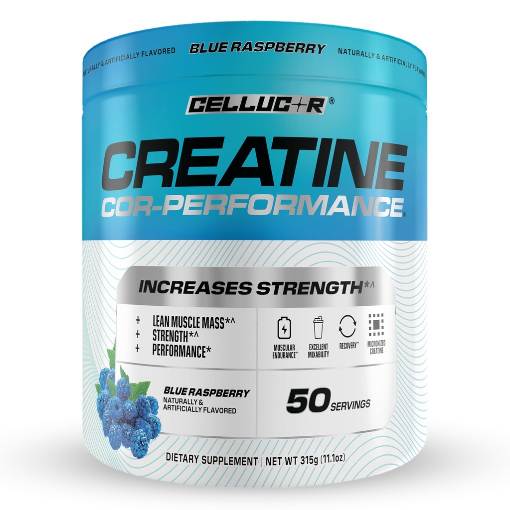 Cellucor Creatine Powder, sininen vadelma maku - lisää voimaa, lean lihasmassaa ja kestävyyttä, mikronoitu Creatine nopea imeytyminen, 5g Creatine per tarjoilu, 50 tarjoilua