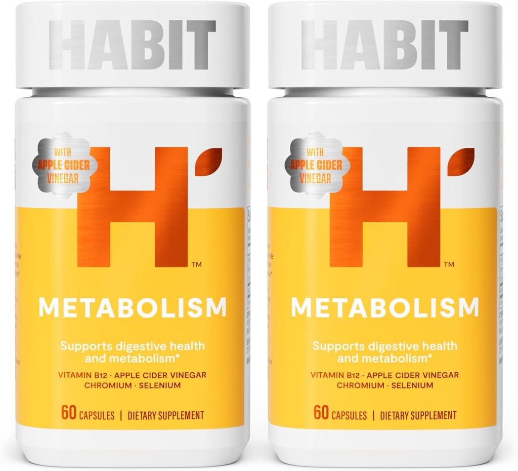 Habit Metabolia Supplement 2 Pack (120 kapselia) - tukee Ruoansulatuselimistön ja aineenvaihduntaa, B12-vitamiinia, seleeniä, kromia, omenaviinietikka, vegaania, ei GMO:ita