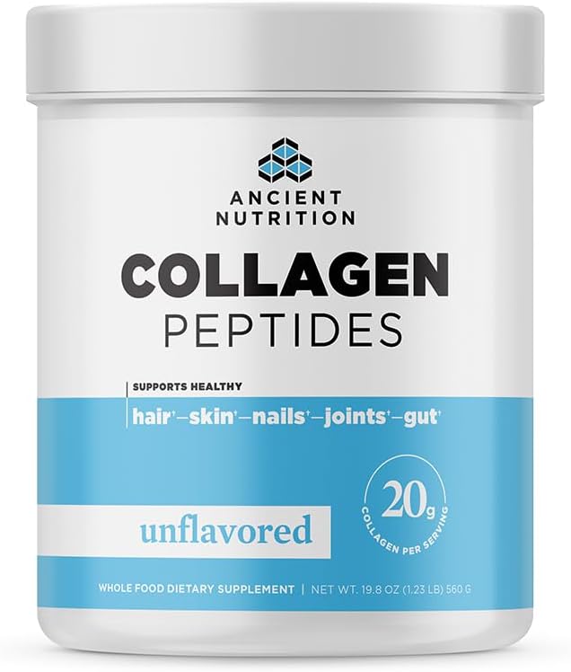 Ancient Nutrition Collagen Peptides, Collagen Peptides Powder, makuamaton hydrolysoitu kollageeni, tukee terve iho, nivelet, Gut, Keto ja Paleo Friendly, 28 Tarjoukset, 20g Collagen per Serving