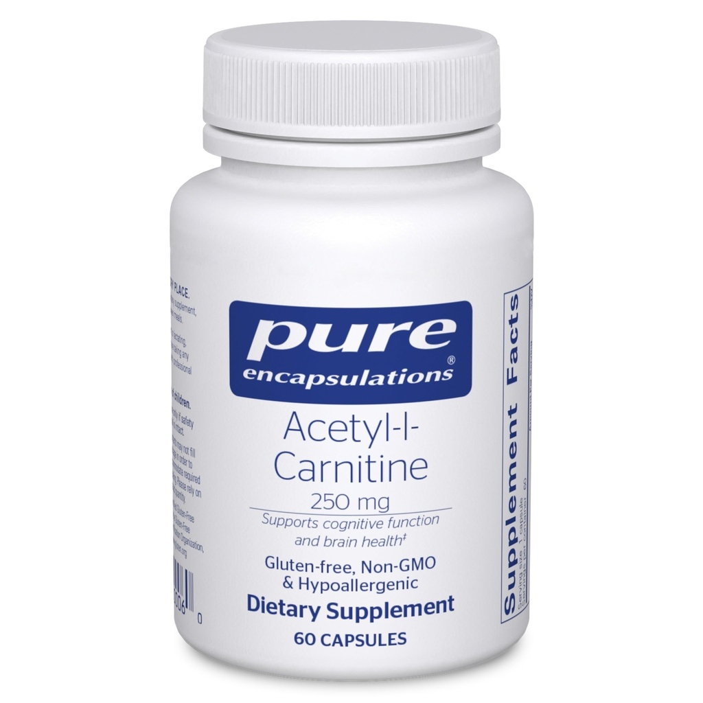 Rena inkapslingar Acetyl-L-Carnitine 250 mg - Memory & Brain Supplement - Brain Support & Focus * - Gluten Free & Non-GMO - 60 kapslar