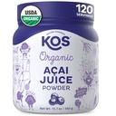 KOS Organic Acai Juice Powder - USDA Certified Organic, Plant Based Superfood Antioxidants, Superberry Brasiliasta, Great for Smoothies and Bowls, 0g Sugar, Vegan, Gluteeniton, ei-GMO - 120 tarjoilut