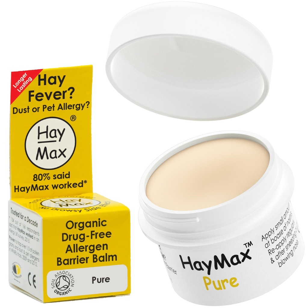 HayMax Allergen Barrier Balm - Pure 0,17 fl oz - Organic, Natural & non-Drowsy Heay Fever & Allergy Relief Balm - Blocks Siitepöly & Muut Allergen Particles - Suuri aikuisille, Lapset & Raskaana Naisten
